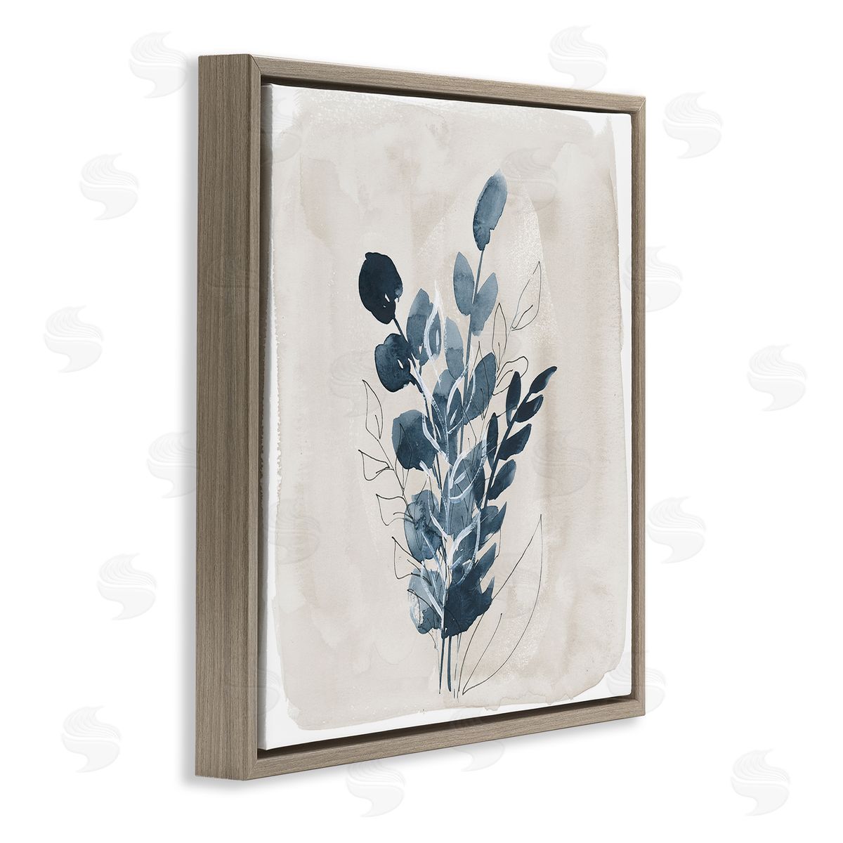 Lucille Price Summer Leaf Sprigs Brown Floating Frame Canvas Wall Art Print