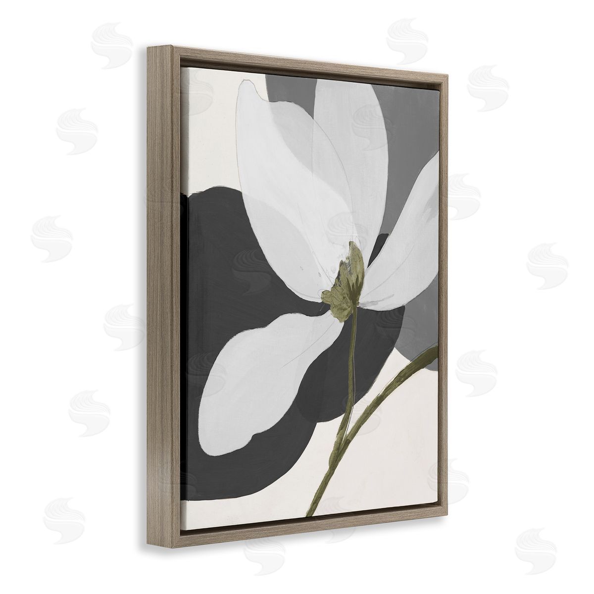 Abstract Floral Shape Brown Floating Frame Canvas Wall Art, Home Decor by Patricia Pinto