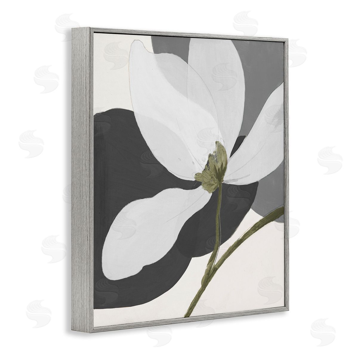 Abstract Floral Shape Grey Frame Print Wall Art, Home Decor by Patricia Pinto