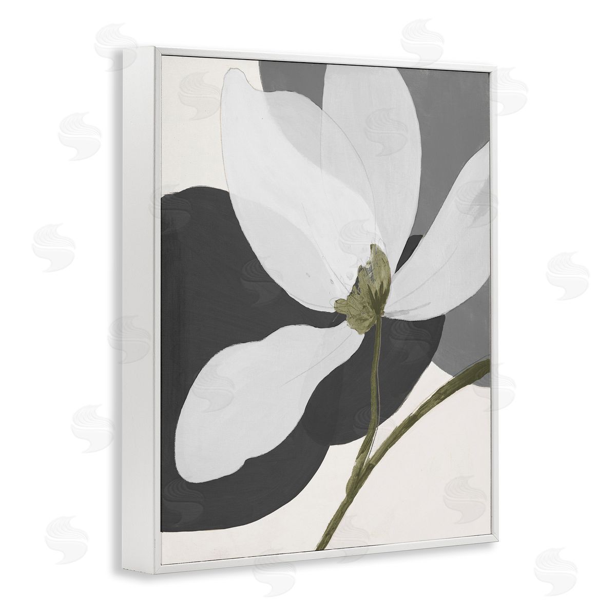 Abstract Floral Shape White Frame Print Wall Art, Home Decor by Patricia Pinto