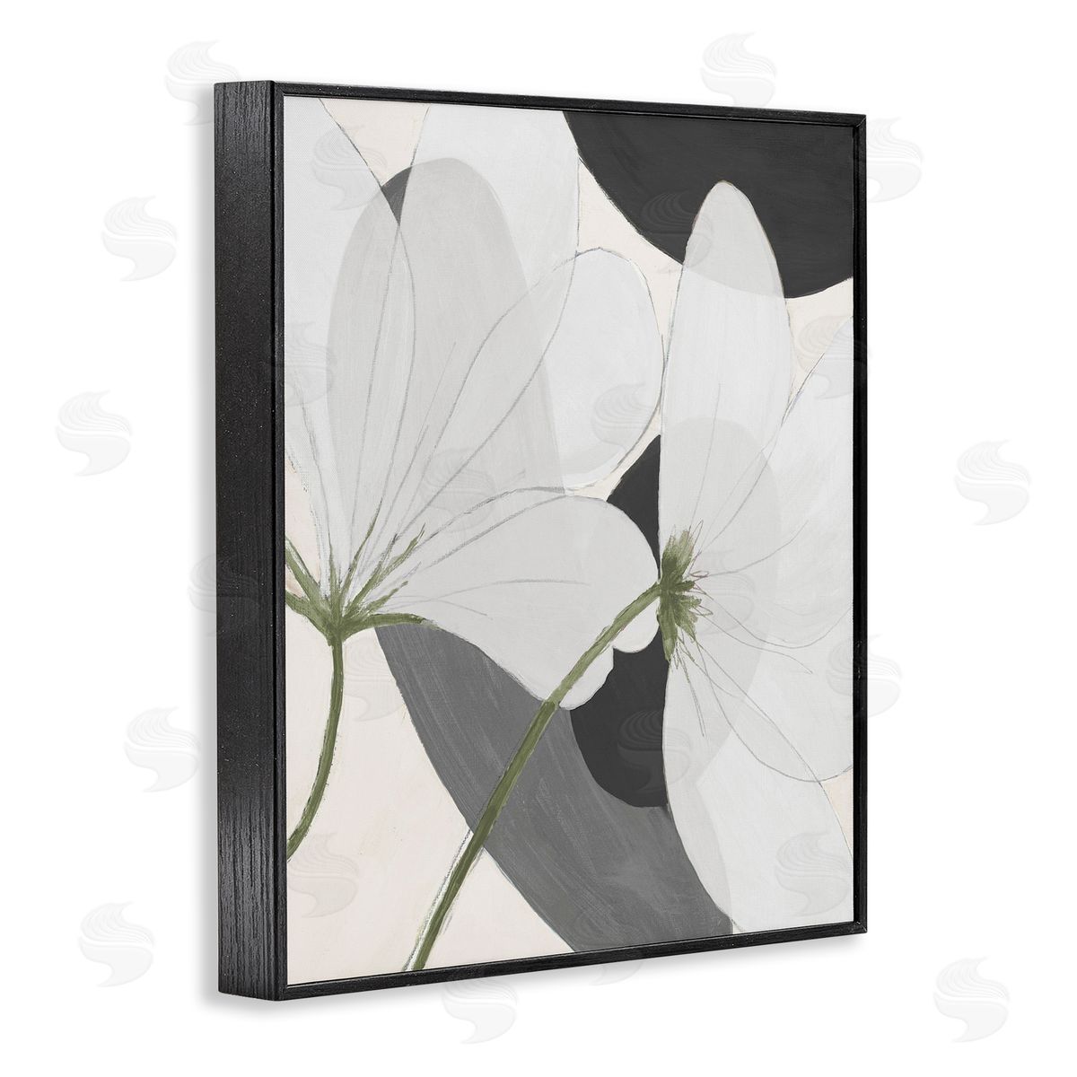Abstract Retro Florals Black Frame Print Wall Art, Home Decor by Patricia Pinto