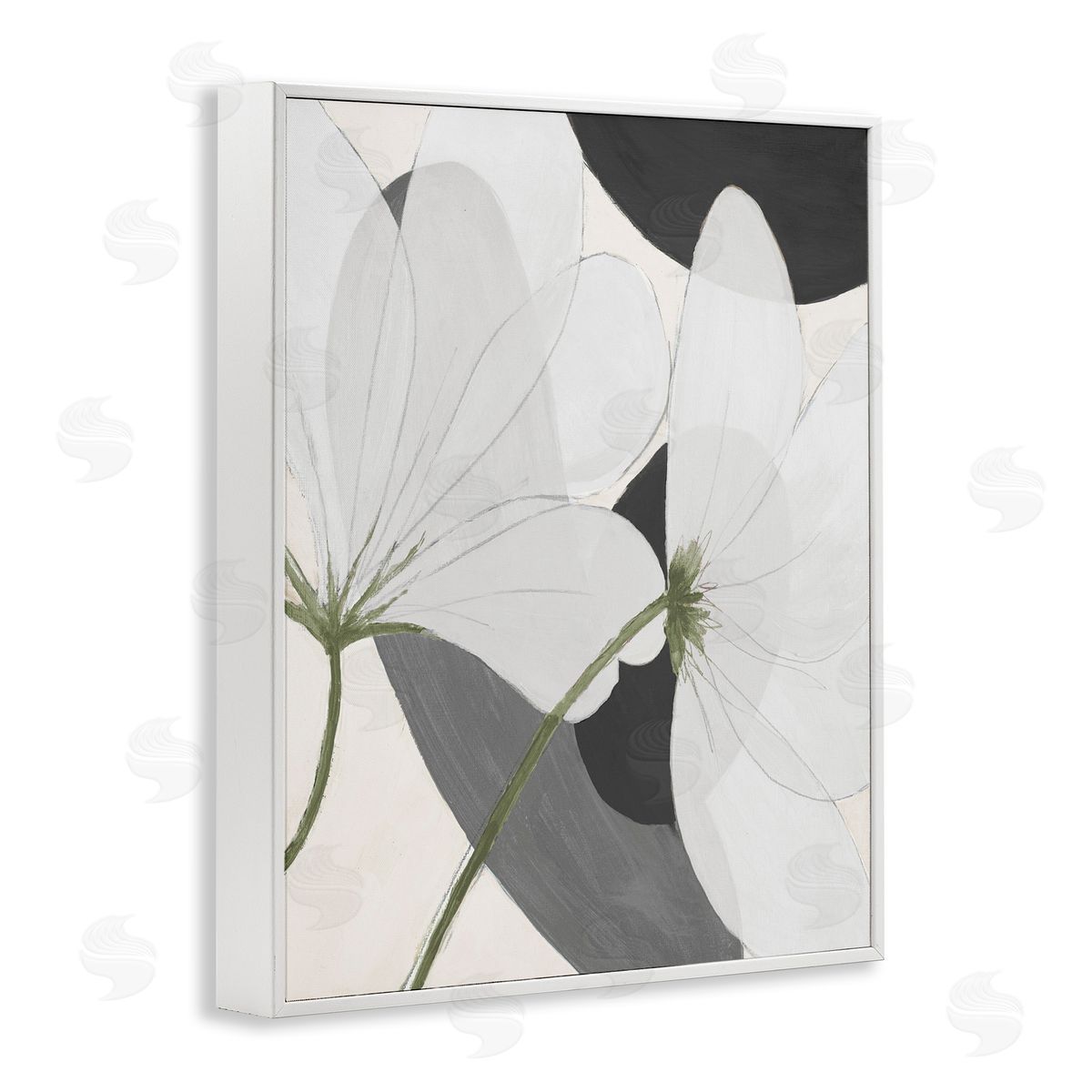Abstract Retro Florals White Frame Print Wall Art, Home Decor by Patricia Pinto