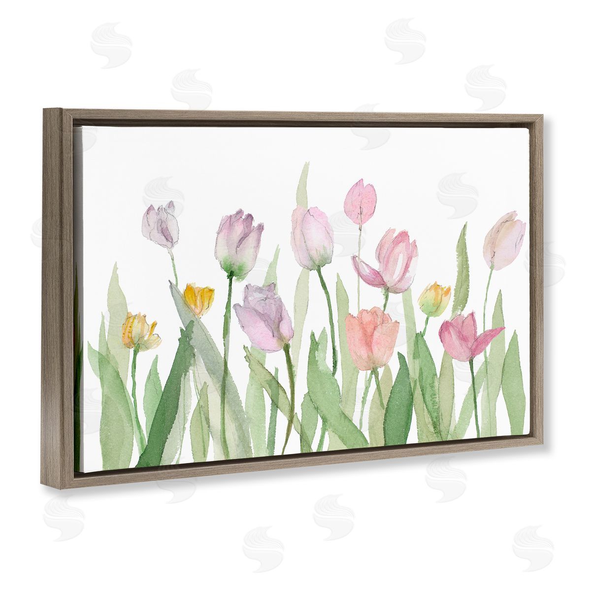 Lanie Loreth Soft Pastel Tulips Brown Floating Frame Canvas Wall Art Print