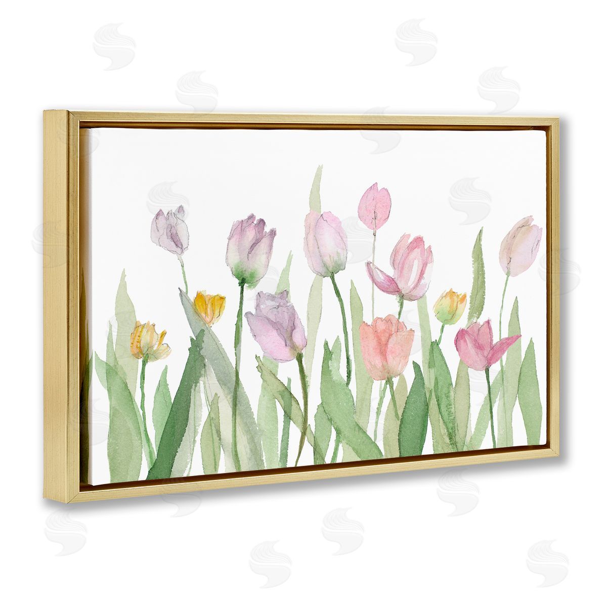 Lanie Loreth Soft Pastel Tulips Gold Floating Frame Canvas Wall Art Print