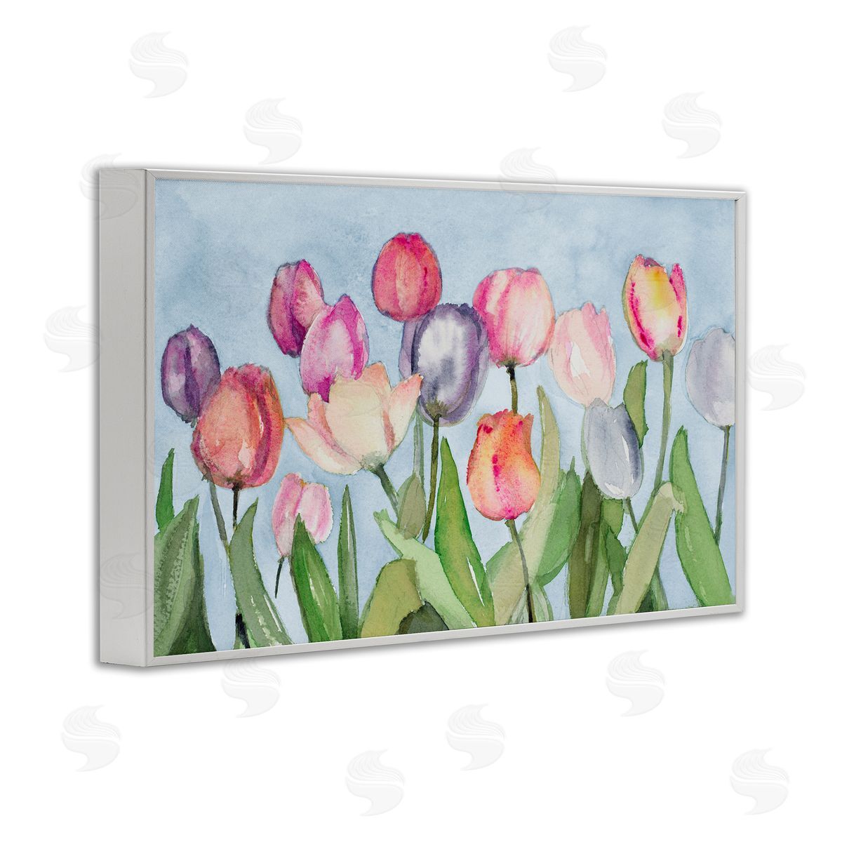 Lanie Loreth Soft Tulip Field White Framed Giclee Wall Art Print