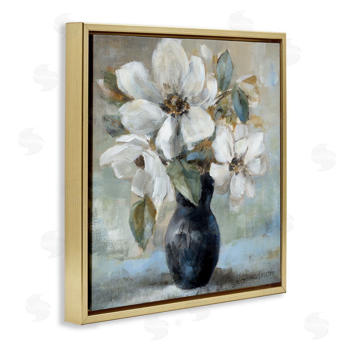 Lanie Loreth Flowers in Black Vase Gold Floating Frame Canvas Wall Art Print