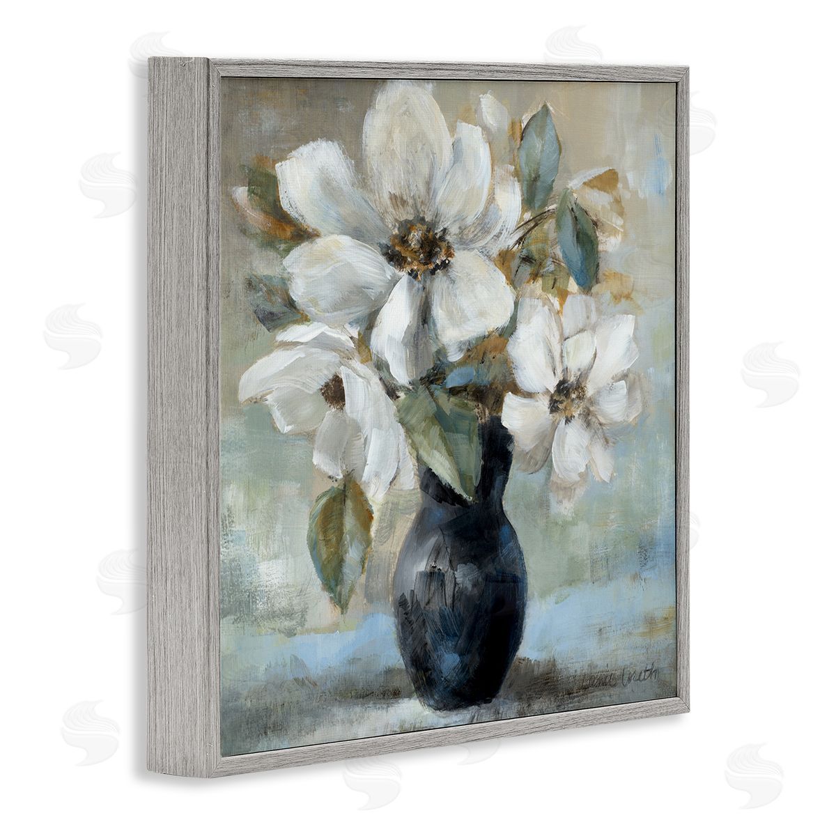 Lanie Loreth Flowers in Black Vase Gray Framed Giclee Wall Art Print