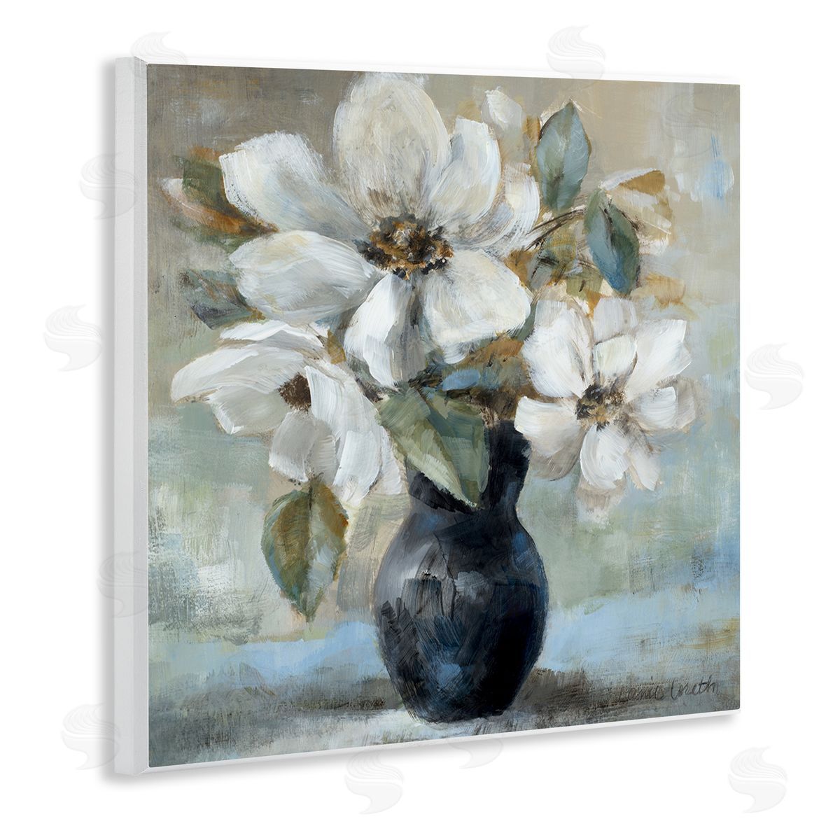 Lanie Loreth Flowers in Black Vase Wooden Wall Plaque Art Print