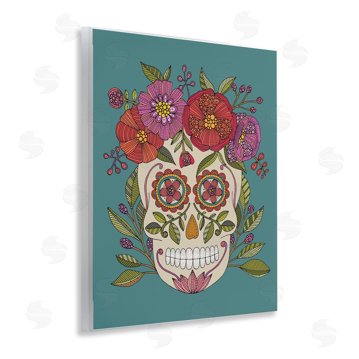 Floral Sugar Skull Wood Plaque Wall Art, Home Decor by Valentina Harper