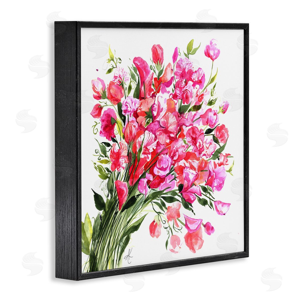 Sweet Pea Bouquet Black Frame Print Wall Art, Home Decor by Alexandria Gilbert Kincaid