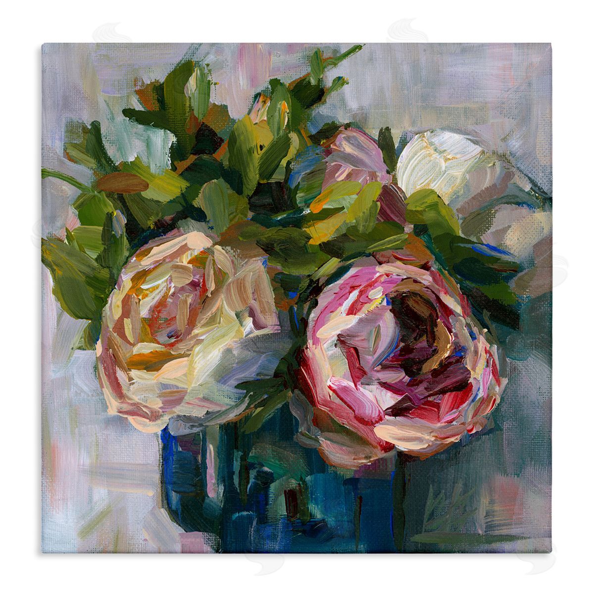 Full Ranunculus Blooms Canvas Wall Art, Home Decor by Borcherding
