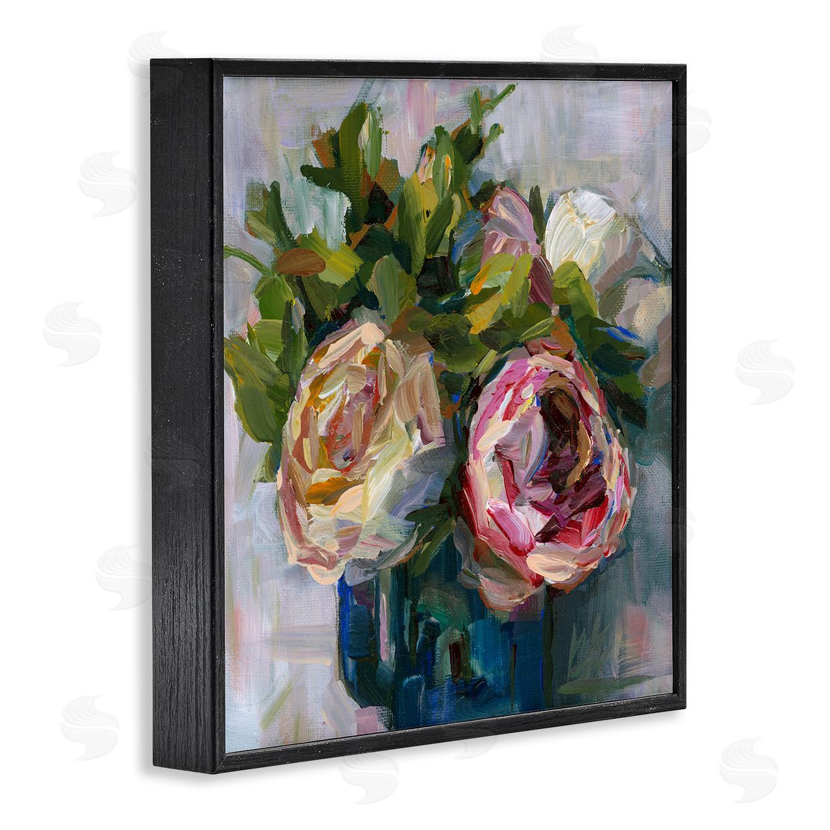 Full Ranunculus Blooms Black Frame Print Wall Art, Home Decor by Borcherding