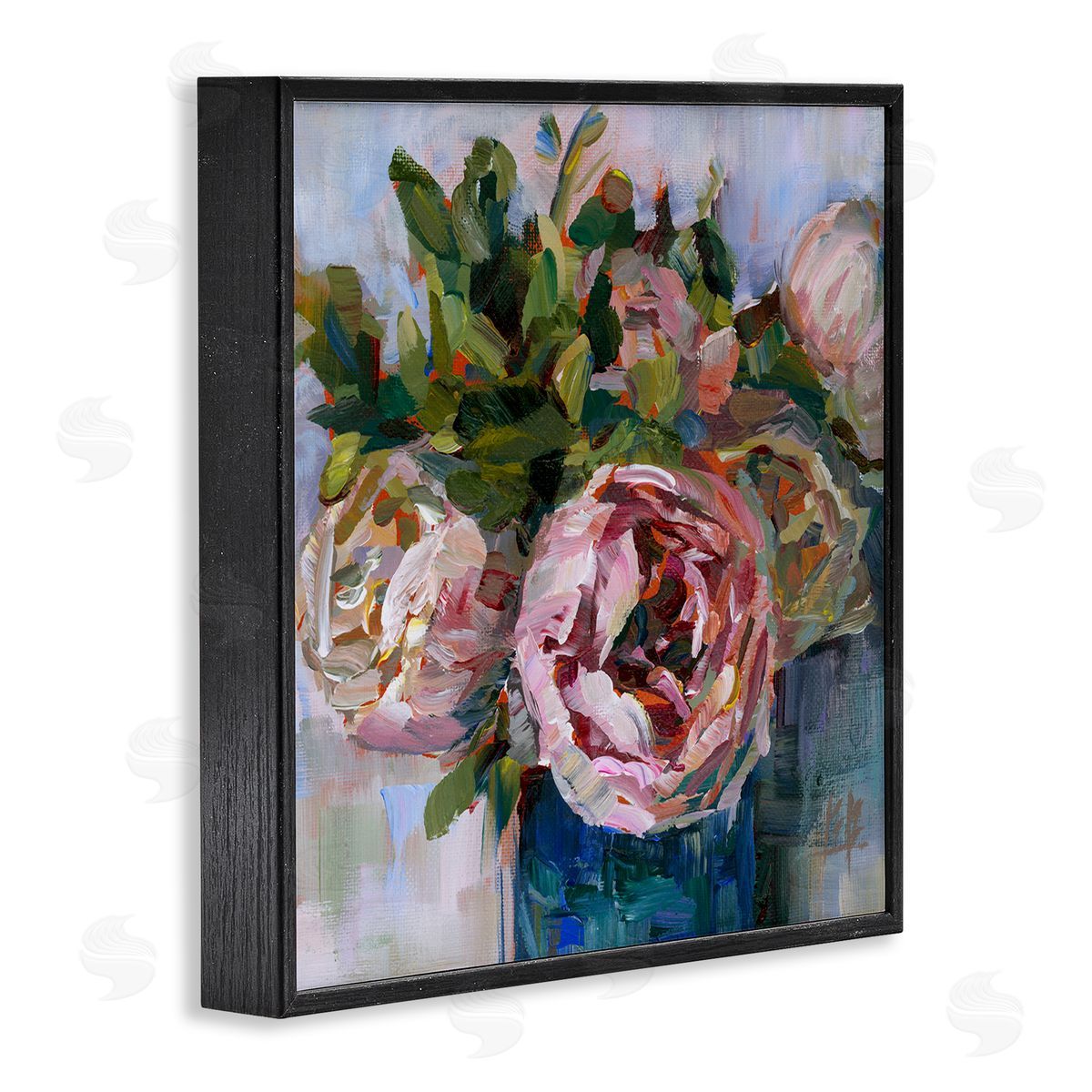 Full Ranunculus Bouquet Black Frame Print Wall Art, Home Decor by Borcherding