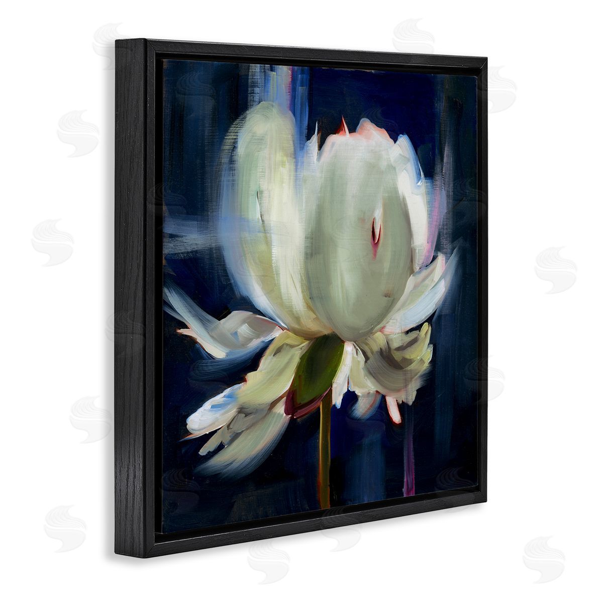 Abstract Painted Flower Black Floating Frame Canvas Wall Art, Home Decor by Liz Jardine