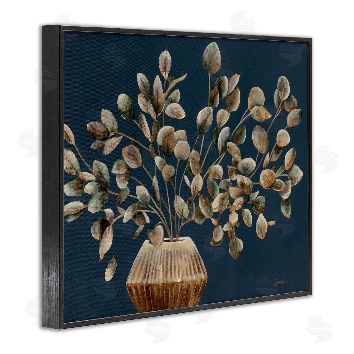 Rustic Eucalyptus Leaves Black Frame Print Wall Art, Home Decor by Liz Jardine