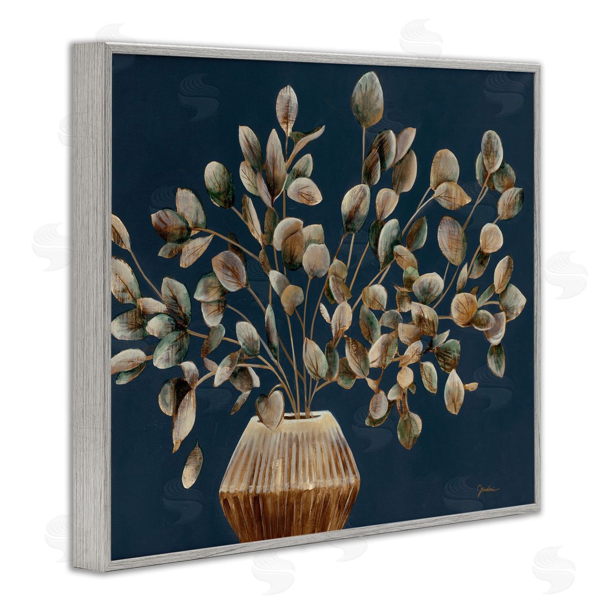 Rustic Eucalyptus Leaves Grey Frame Print Wall Art, Home Decor by Liz Jardine