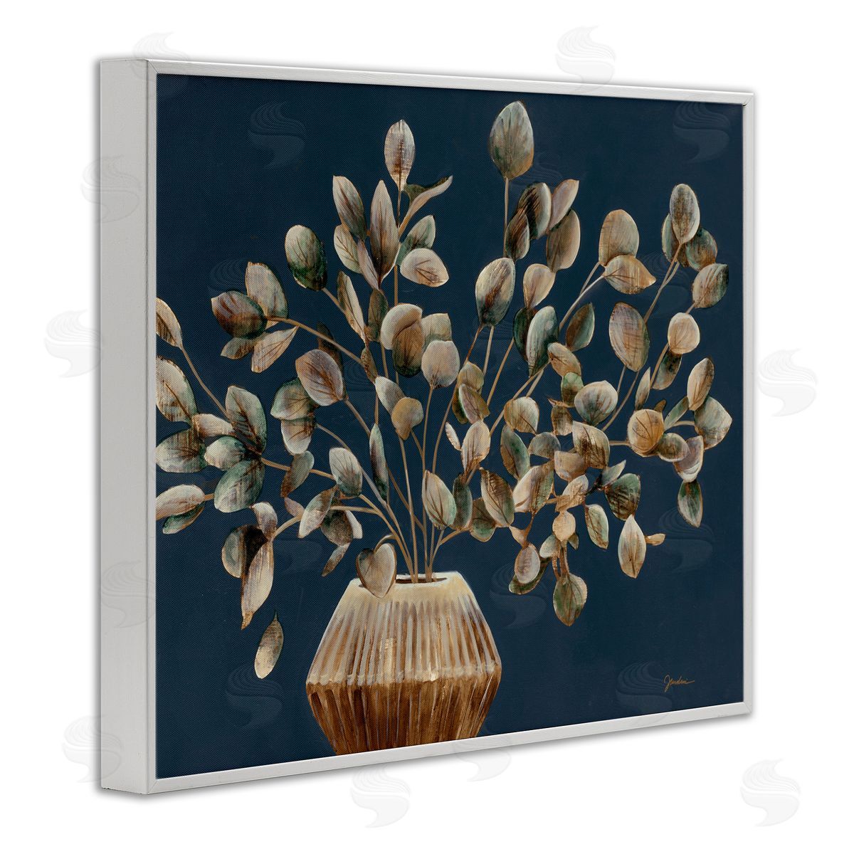 Rustic Eucalyptus Leaves White Frame Print Wall Art, Home Decor by Liz Jardine