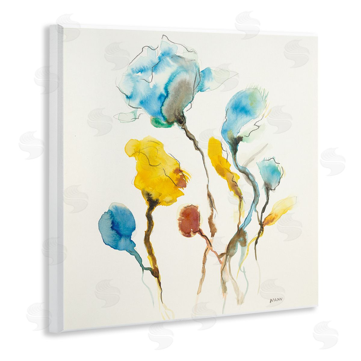 Patti Mann Modern Watercolor Blooms Wooden Wall Plaque Art Print