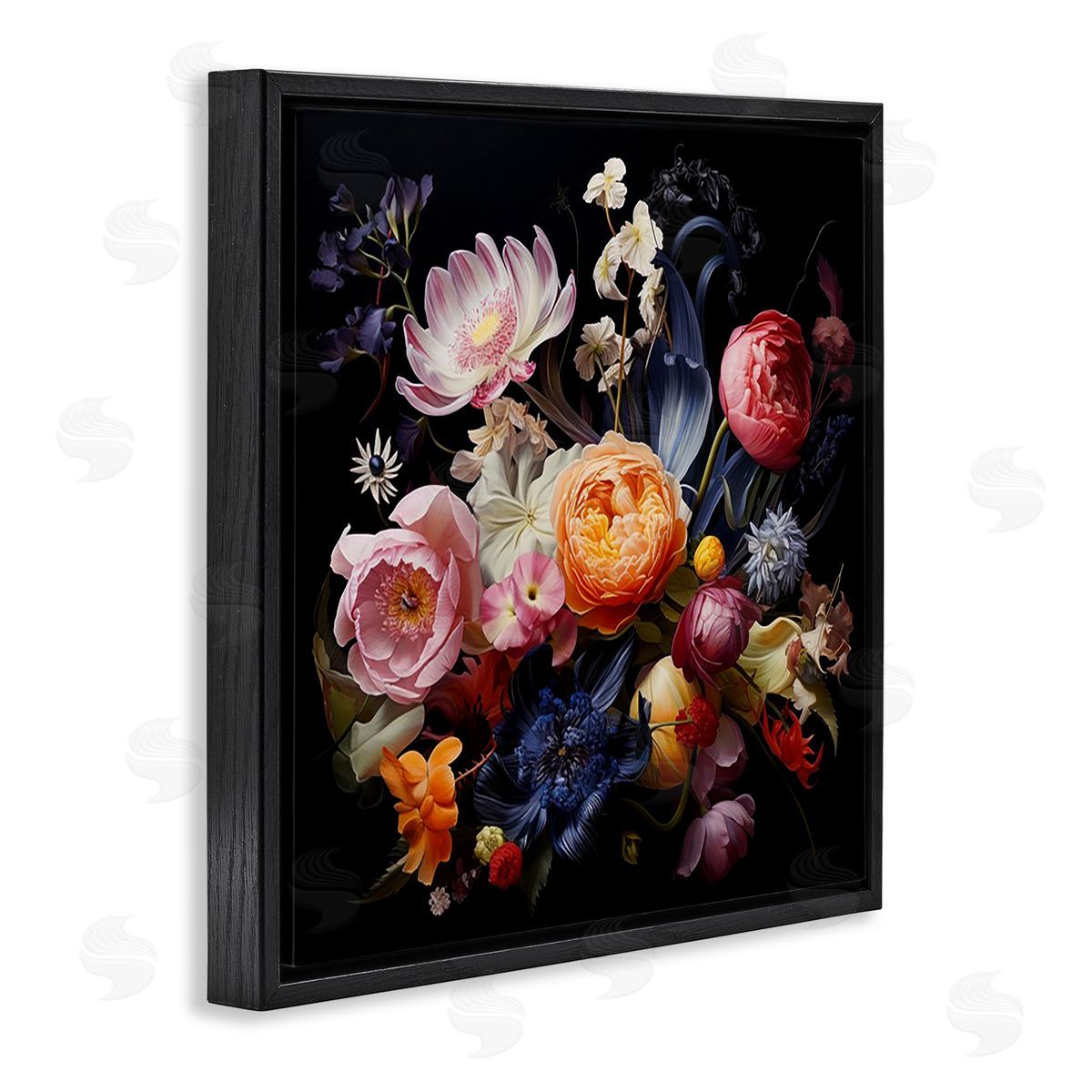 Lazar Studio Vintage Dark Bouquet Black Floating Frame Canvas Wall Art Print