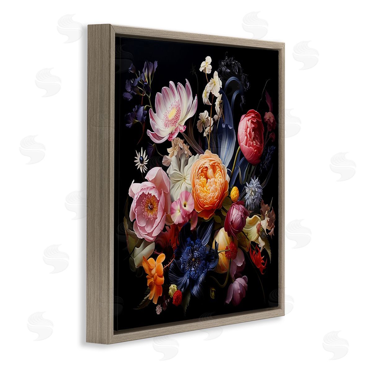 Lazar Studio Vintage Dark Bouquet Brown Floating Frame Canvas Wall Art Print