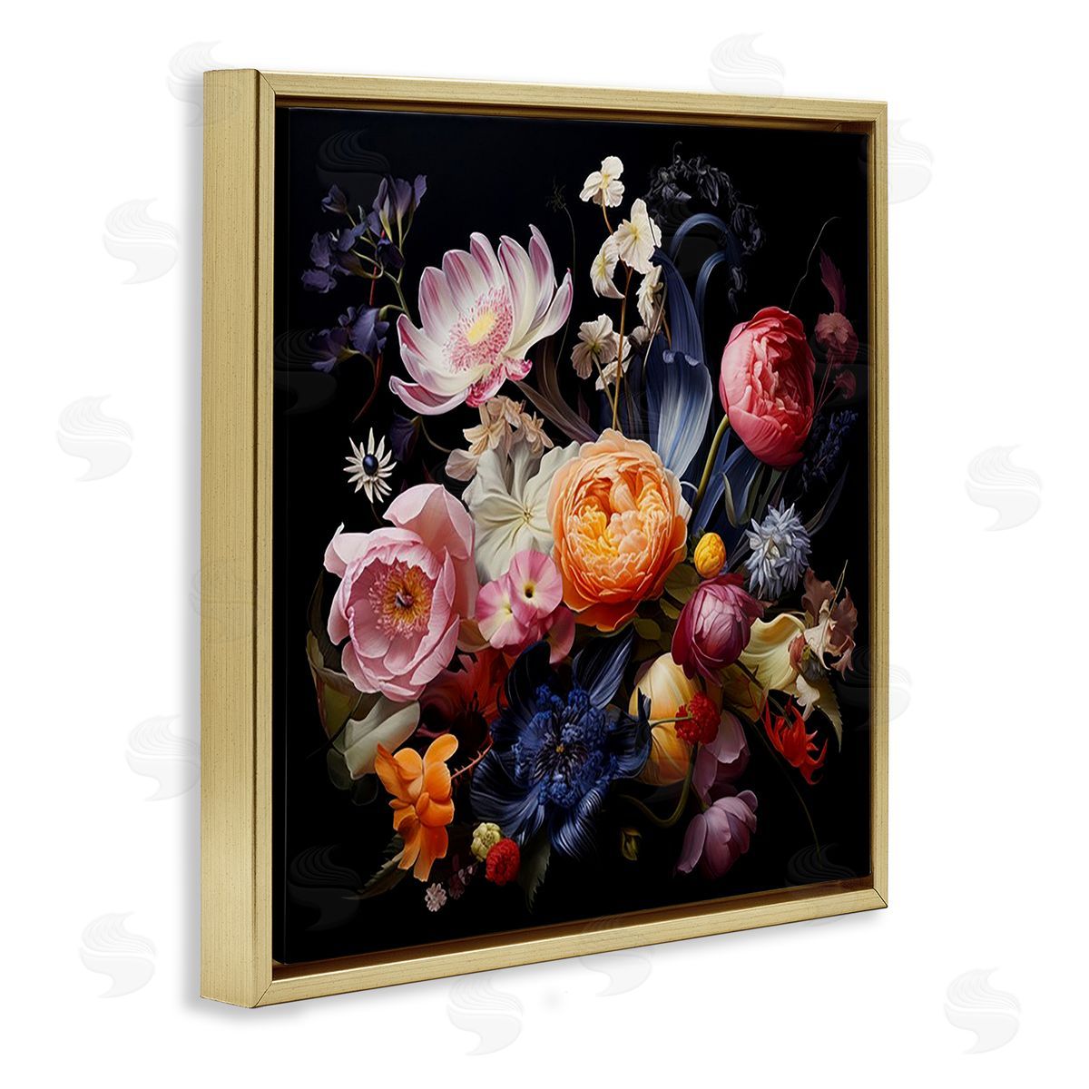 Lazar Studio Vintage Dark Bouquet Gold Floating Frame Canvas Wall Art Print