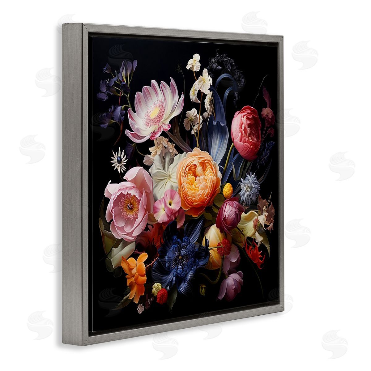 Lazar Studio Vintage Dark Bouquet Gray Floating Frame Canvas Wall Art Print