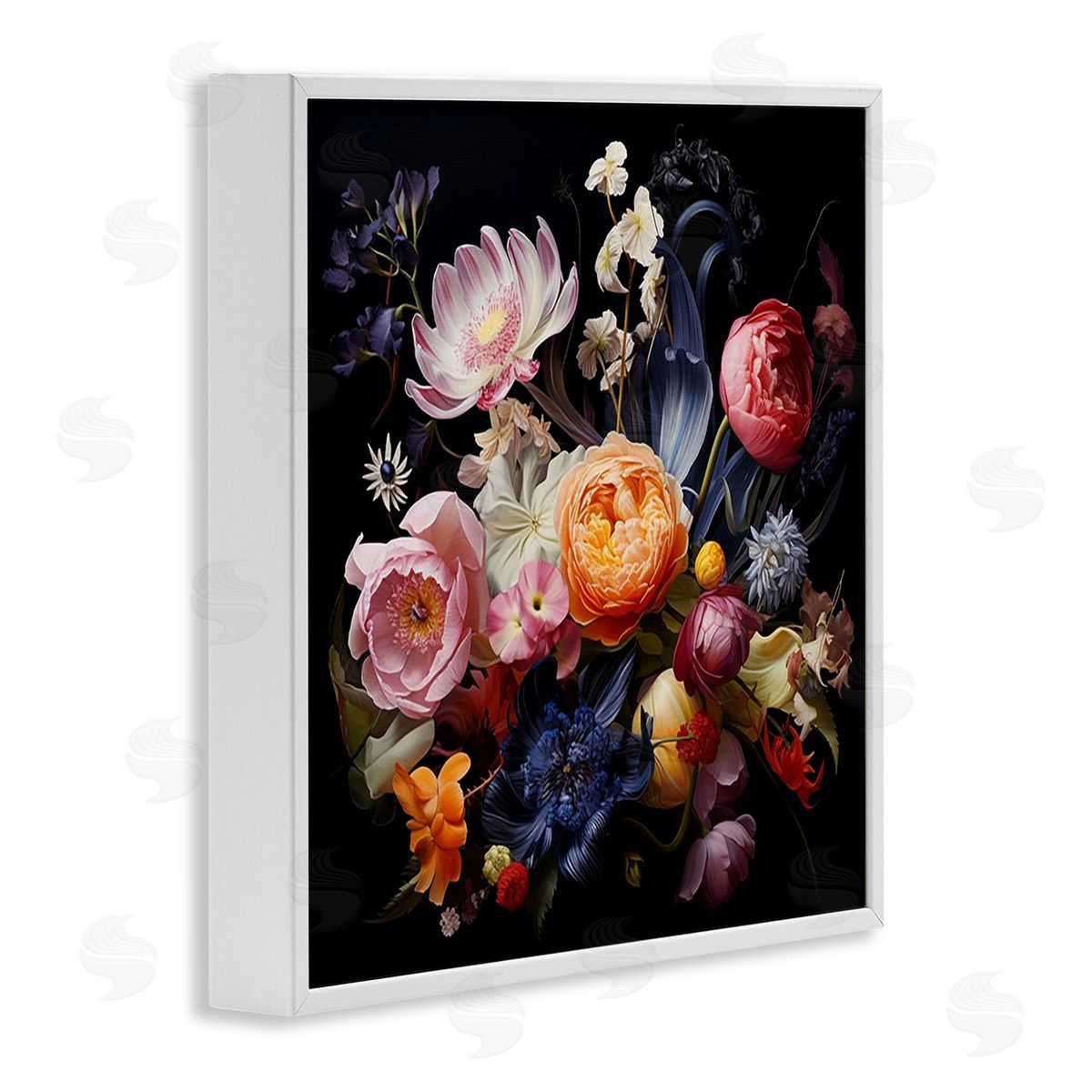 Lazar Studio Vintage Dark Bouquet White Framed Giclee Wall Art Print