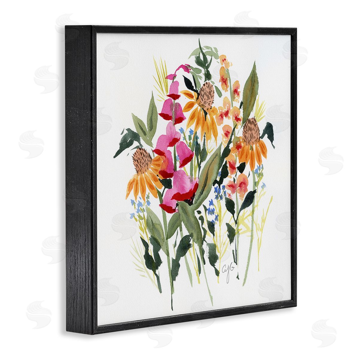 Abstract Varied Bouquet Black Frame Print Wall Art, Home Decor by Alexandria Gilbert Kincaid