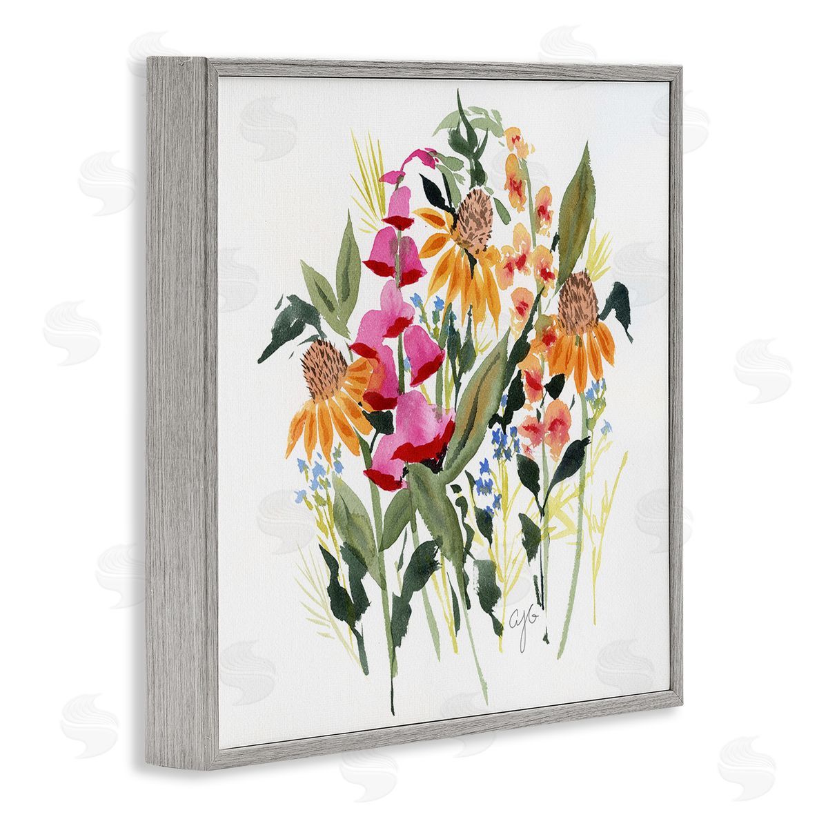 Abstract Varied Bouquet Grey Frame Print Wall Art, Home Decor by Alexandria Gilbert Kincaid