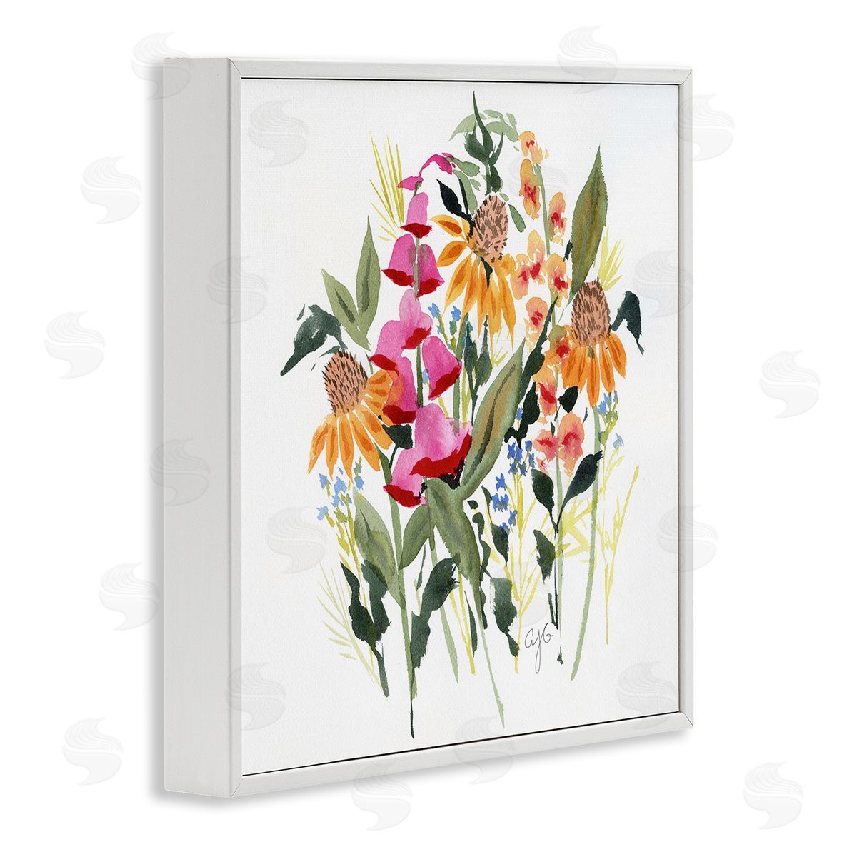Abstract Varied Bouquet White Frame Print Wall Art, Home Decor by Alexandria Gilbert Kincaid