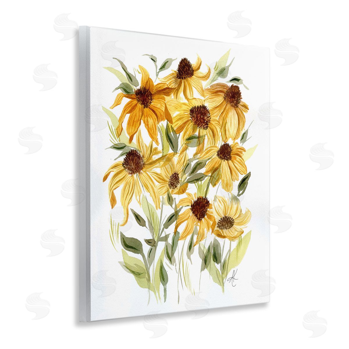 Yellow Rudbeckia Florals Wood Plaque Wall Art, Home Decor by Alexandria Gilbert Kincaid