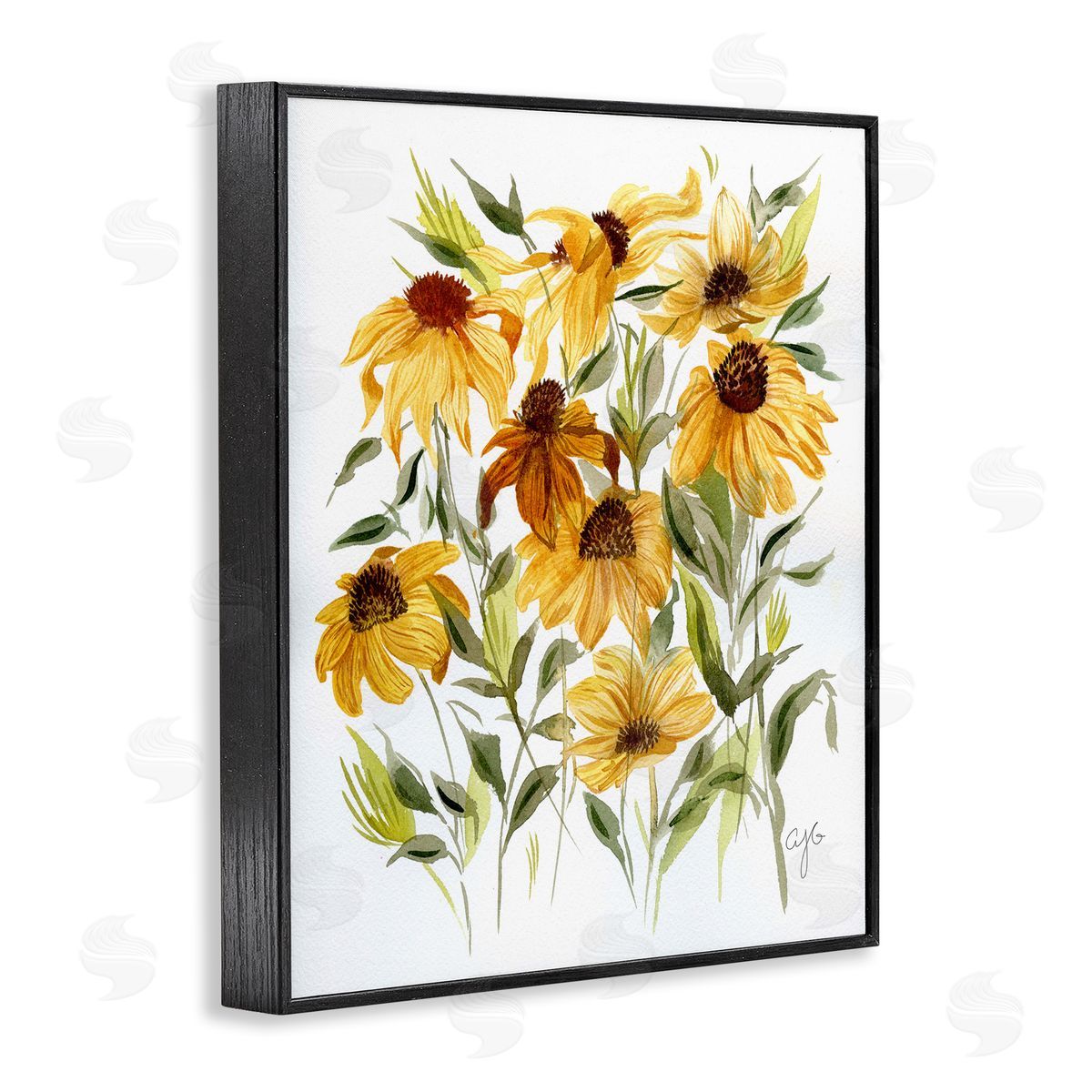 Wild Rudbeckia Flowers Black Frame Print Wall Art, Home Decor by Alexandria Gilbert Kincaid