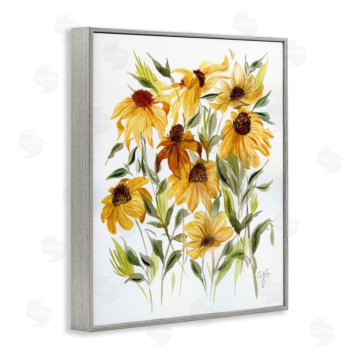 Wild Rudbeckia Flowers Grey Frame Print Wall Art, Home Decor by Alexandria Gilbert Kincaid