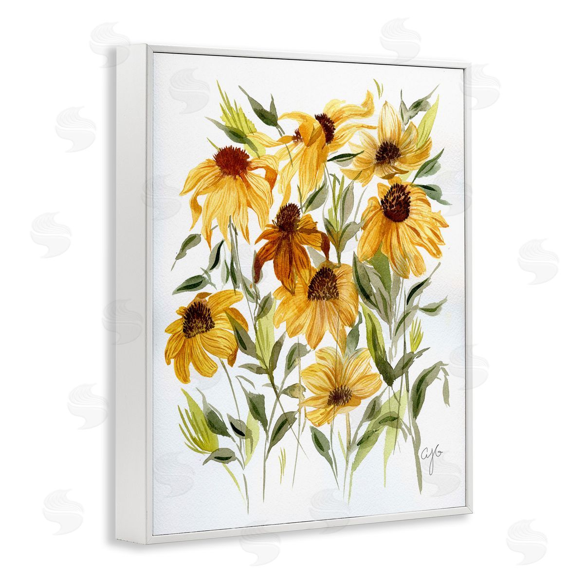 Wild Rudbeckia Flowers White Frame Print Wall Art, Home Decor by Alexandria Gilbert Kincaid