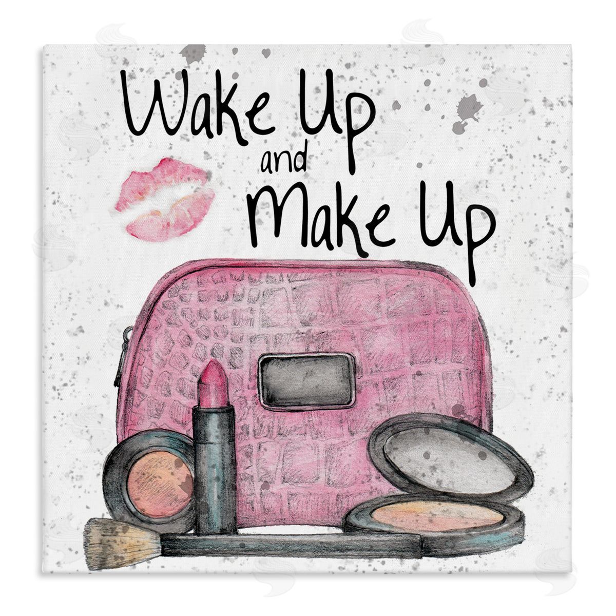 Wake Up Makeup Phrase Canvas Wall Art, Home Decor by Levison Design