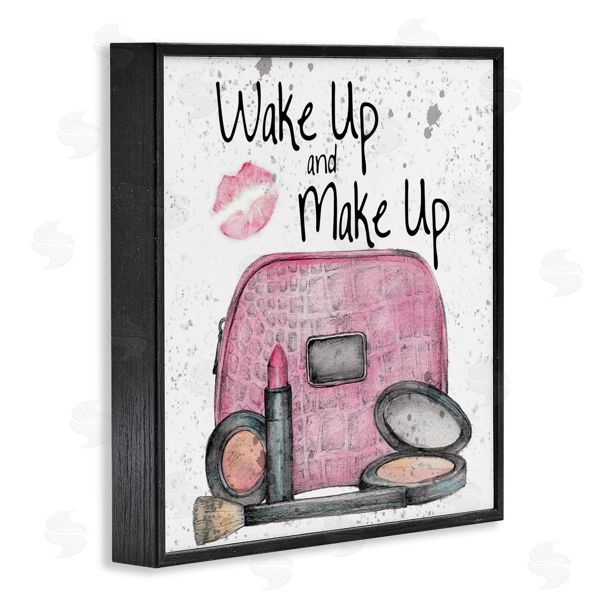 Wake Up Makeup Phrase Black Frame Print Wall Art, Home Decor by Levison Design
