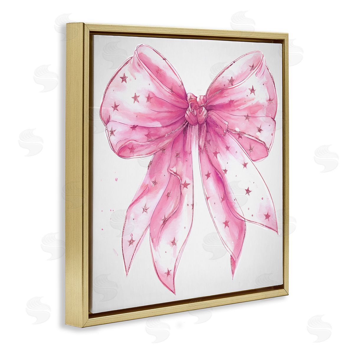 Ramona Murdock Fabulous Pink Bow Gold Floating Frame Canvas Wall Art Print