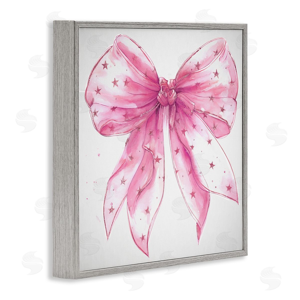 Ramona Murdock Fabulous Pink Bow Gray Framed Giclee Wall Art Print