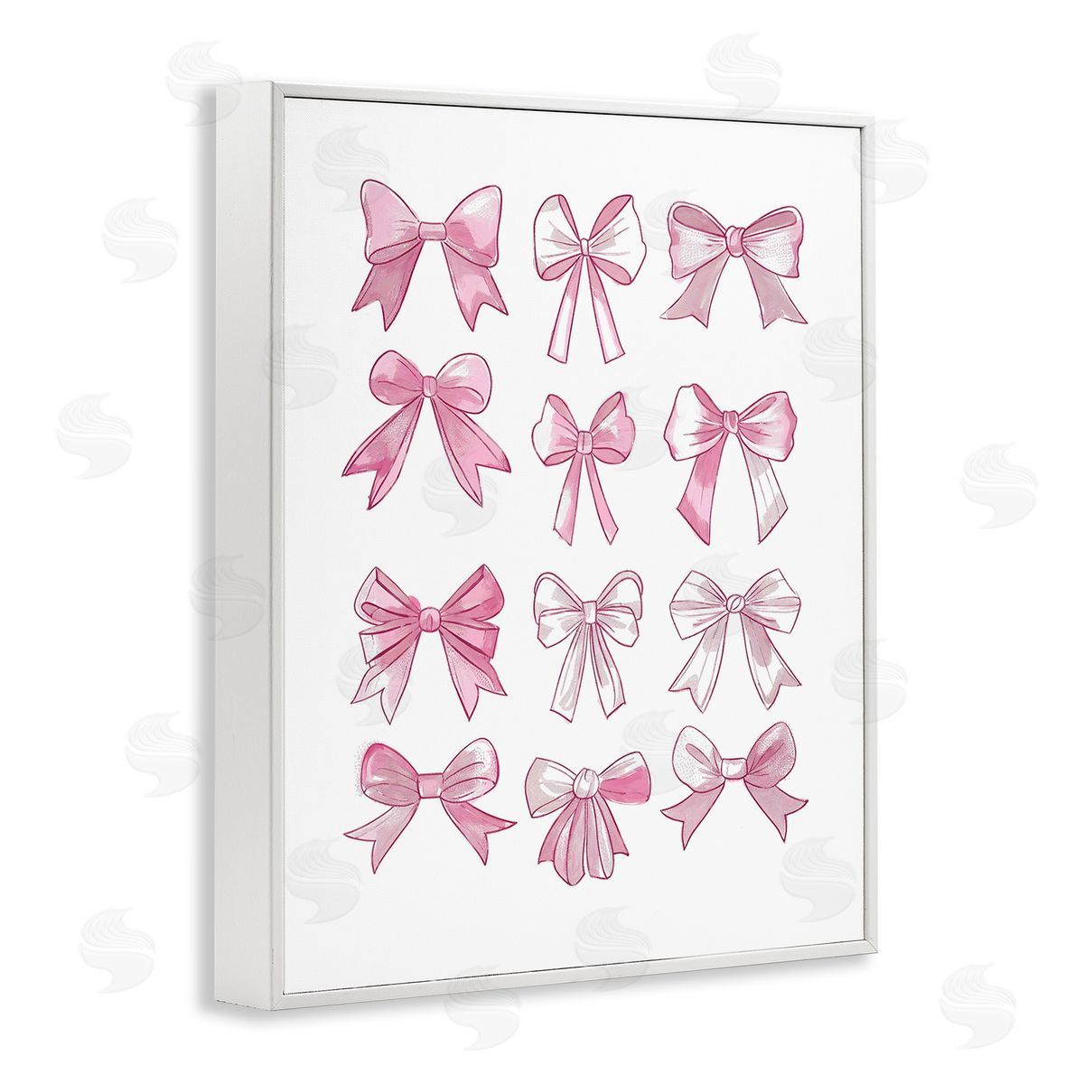 Fabulous Bows Pattern White Frame Print Wall Art, Home Decor by Ramona Murdock