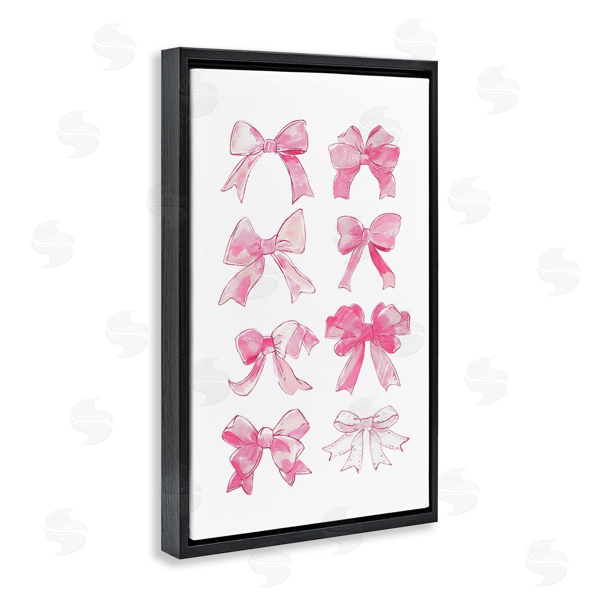 Rows Of Pink Bows Black Floating Frame Canvas Wall Art, Home Decor by Ramona Murdock