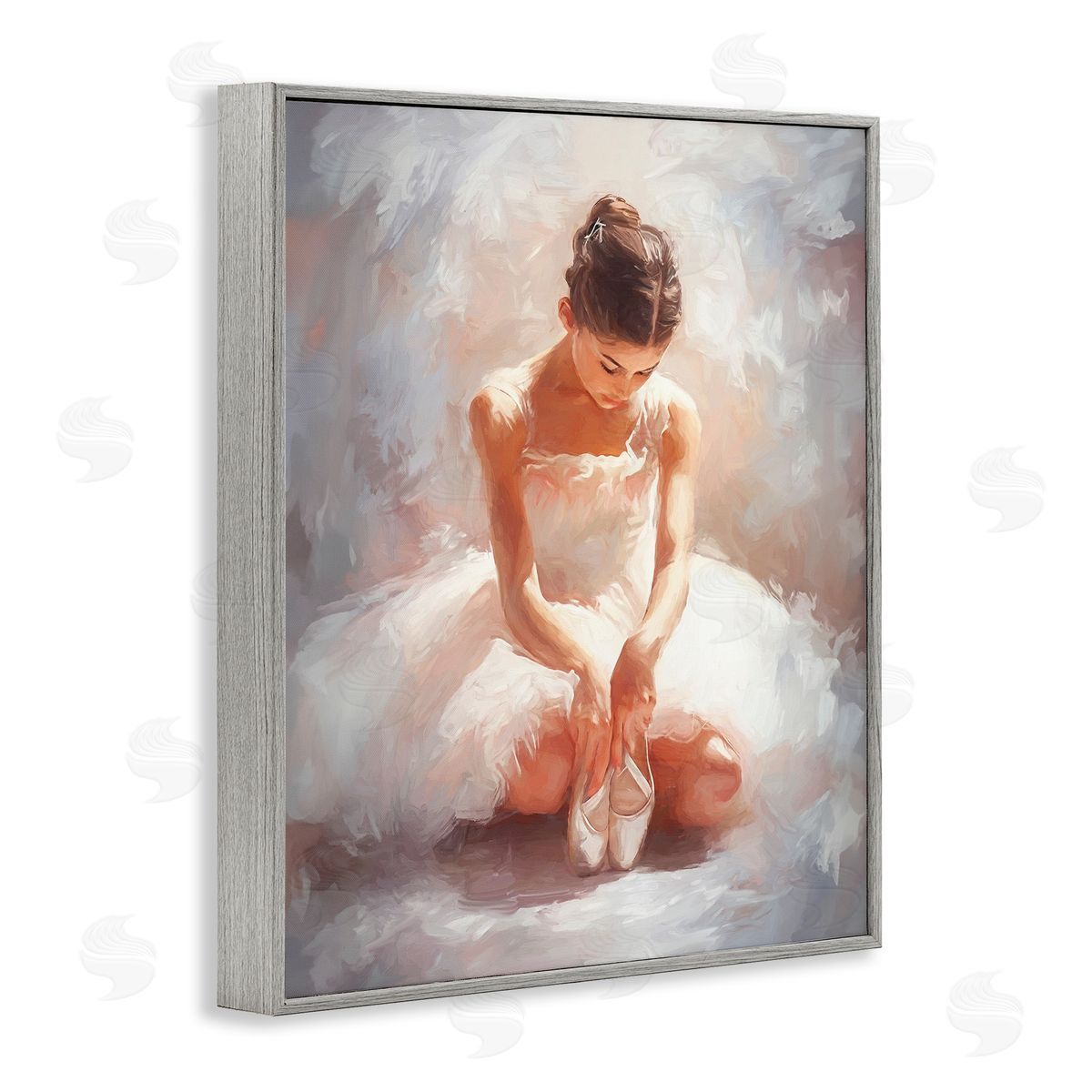 Serene Ballerina Portrait Grey Frame Print Wall Art, Home Decor by Ramona Murdock