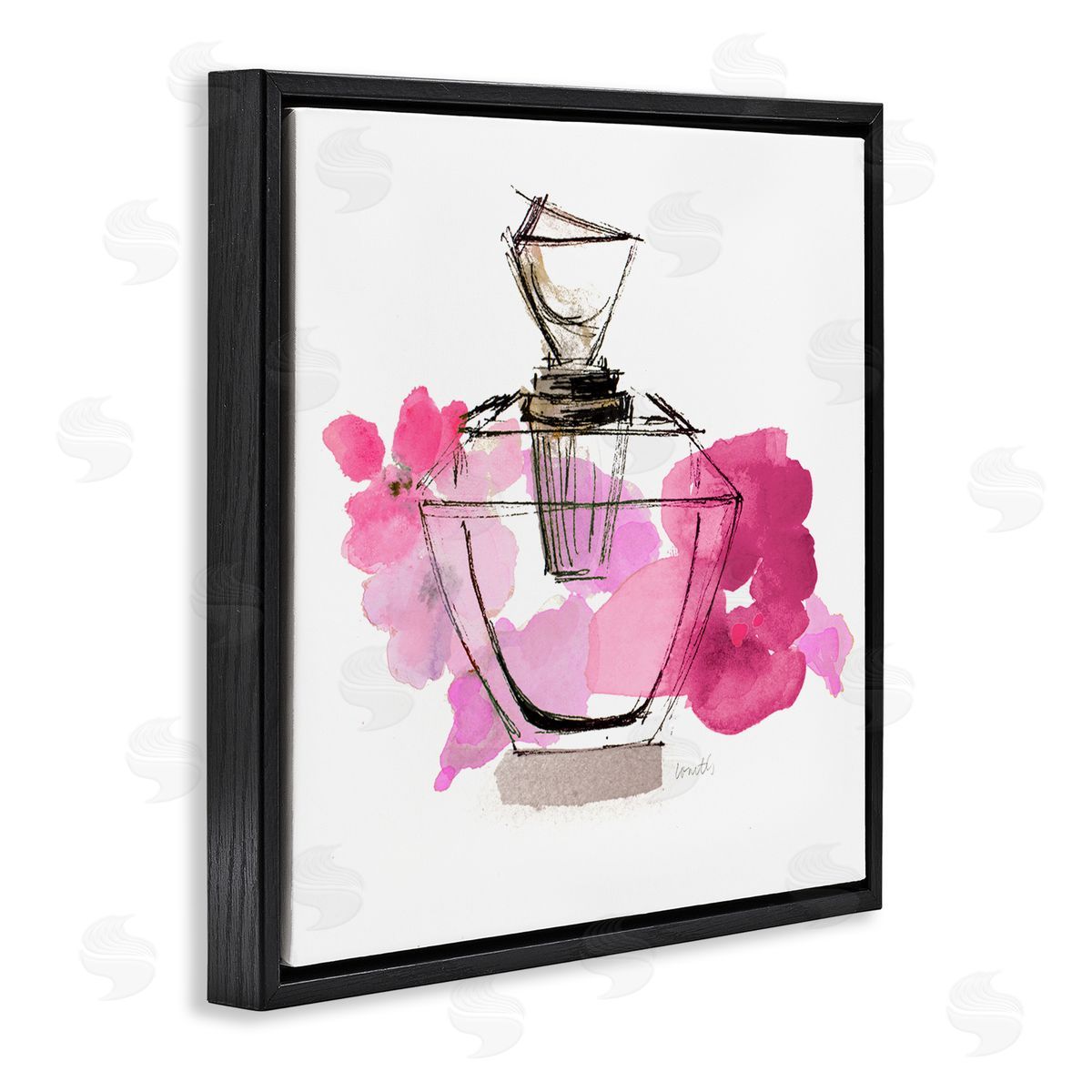 Lanie Loreth Sketched Doodle Perfume Black Floating Frame Canvas Wall Art Print