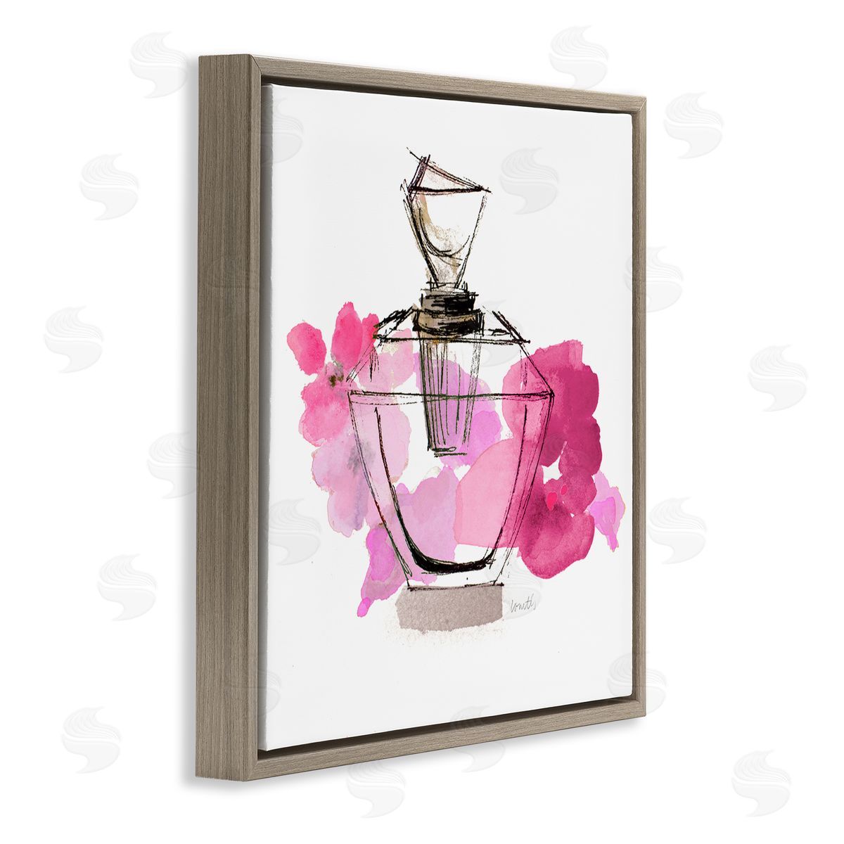 Lanie Loreth Sketched Doodle Perfume Brown Floating Frame Canvas Wall Art Print