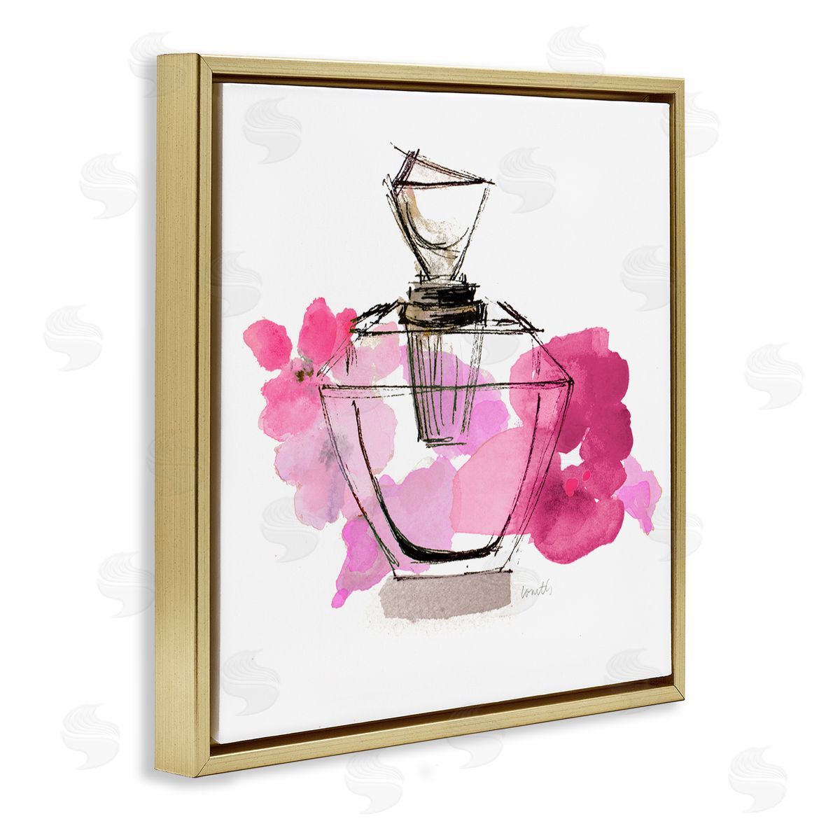 Lanie Loreth Sketched Doodle Perfume Gold Floating Frame Canvas Wall Art Print