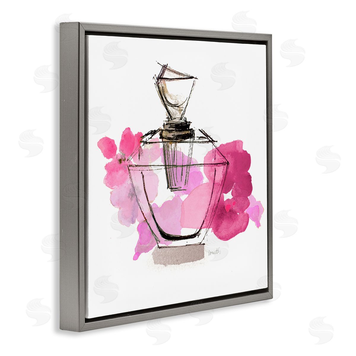Lanie Loreth Sketched Doodle Perfume Gray Floating Frame Canvas Wall Art Print