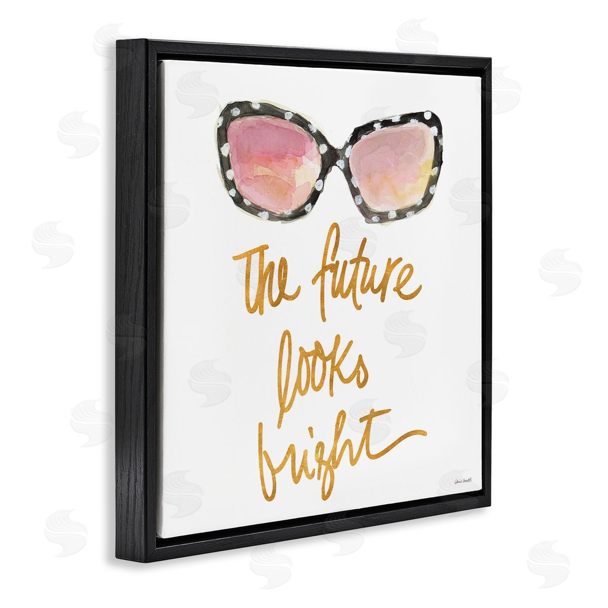 Future Looks Bright Black Floating Frame Canvas Wall Art, Home Decor by Lanie Loreth