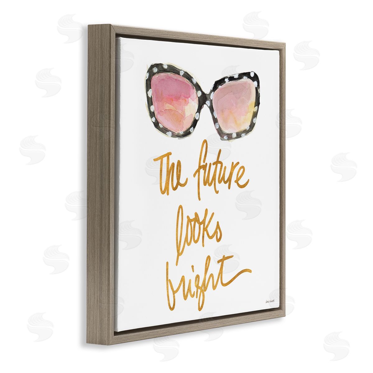 Future Looks Bright Brown Floating Frame Canvas Wall Art, Home Decor by Lanie Loreth