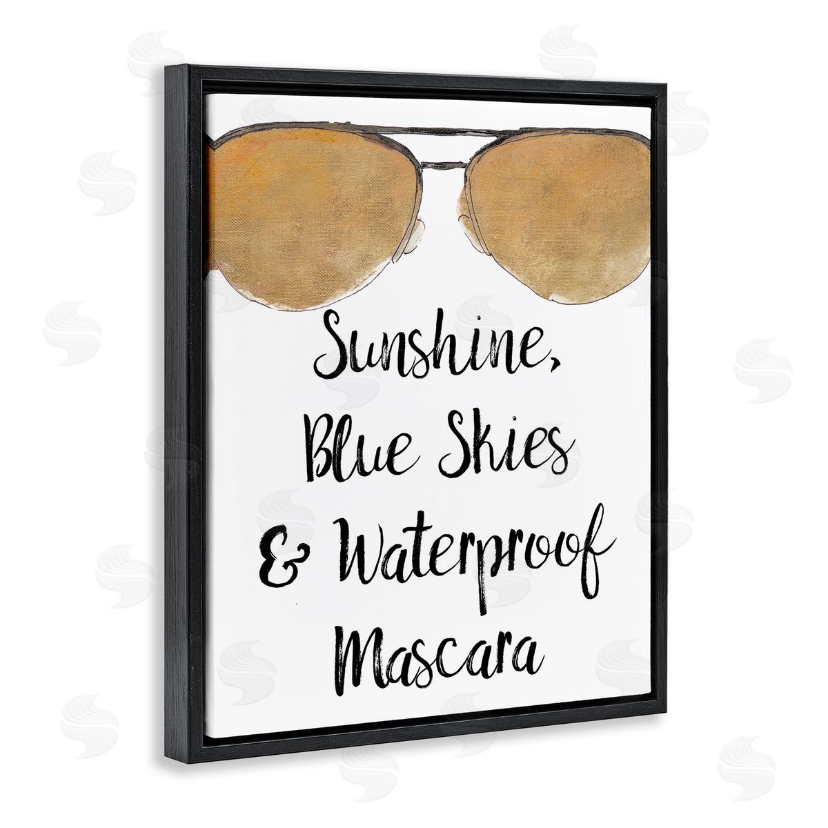 Fun Mascara Phrase Black Floating Frame Canvas Wall Art, Home Decor by Lanie Loreth