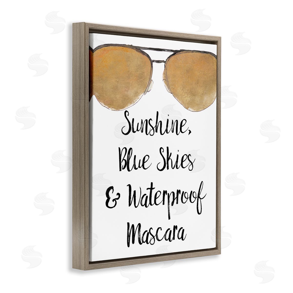 Fun Mascara Phrase Brown Floating Frame Canvas Wall Art, Home Decor by Lanie Loreth
