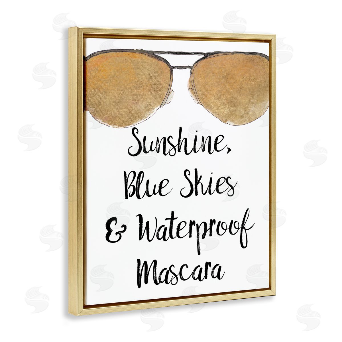 Fun Mascara Phrase Gold Floating Frame Canvas Wall Art, Home Decor by Lanie Loreth